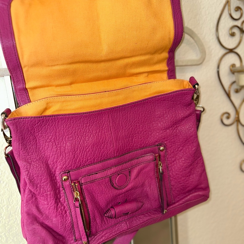 Hype Fuchsia Studded Leather Shoulder Bag - Picture 5 of 6